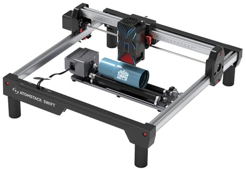 ATOMSTACK Swift 12W Laser Graviermaschine mit R6 Rotationswalze, 300 x 300mm Hochpräzise Lasergravur Maschine Cutter, Modulares Schnellaufbau-System, Wi-Fi/USB/APP Steuerung