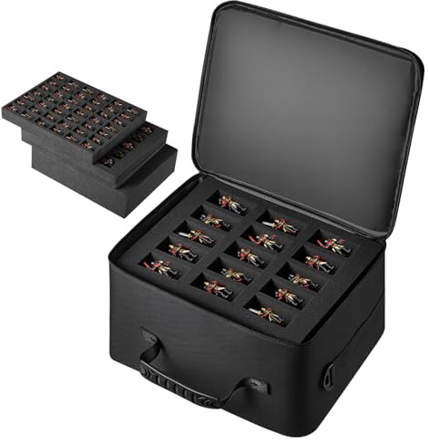 VEVOR Miniatures Storage Case for Warhammer 40k, Fits 500-750 Scale Models, Wooden Miniatures Display Holder with 5 Tray, Clear View Miniature Transport Case for Collectibles (Minis Not Included)