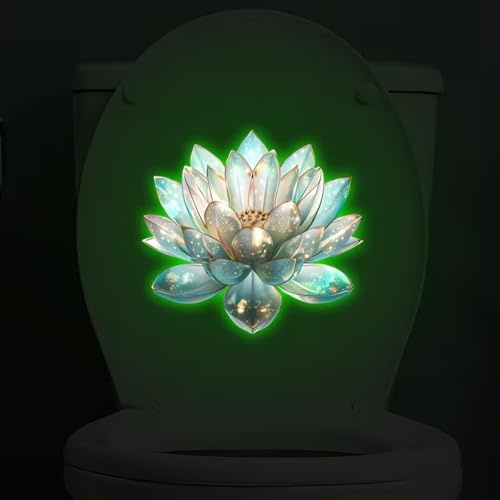 Im Dunkeln leuchtender Lotus-Toiletten aufkleber Selbst klebendes abnehmbares PVC-Badezimmer dekor leuchtender Toiletten deckel Wand sticker Heim dekor