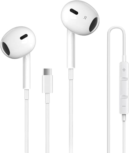 UmiMirari, cuffie USB C per iPhone 17/16/16e/15 Pro Max, auricolari in-ear con cavo tipo C, HiFi stereo con microfono e controllo del volume, cuffie USBC per S25 S24 S23 S22 S21 Ultra/Pixel