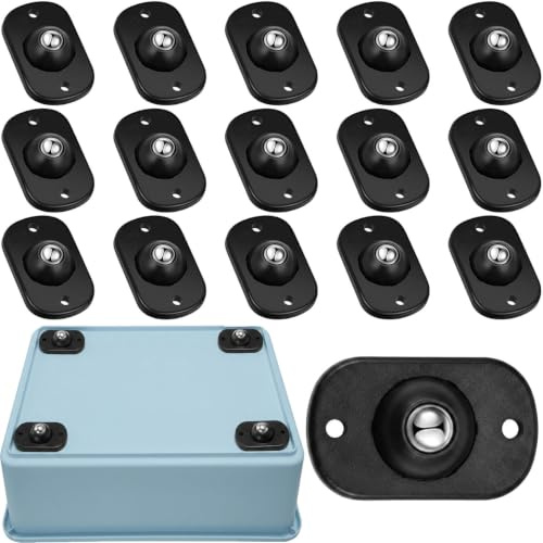 16 PCS Self Adhesive Mini Caster Wheels, Appliance Wheels for Kitchen Appliances 360° Swivel Universal Wheel Roller Castors, Sticky Pulley for DIY Trash Can, Storage Box, Small Appliance(Black)