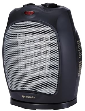 Amazon Basics 1800 Watt Oscillating Ceramic Space Heater with Adjustable Thermostat - Black
