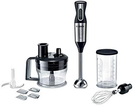 Bosch ErgoMixx MSM6S90BGB Mixeur plongeant avec robot culinaire, 750 W, noir et argent