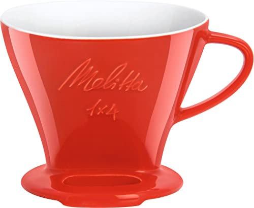 Melitta Porte Filtre à Café en Porcelaine, Pour Over, Rouge, 1x4