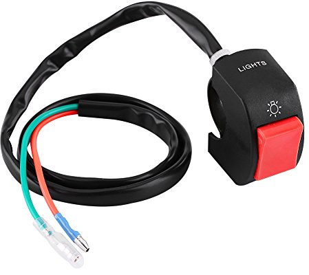 Keenso Commutatore Manubrio Moto Universale 7 8inch Mount LED Interruttore on off Faro con Pulsante(Rosso)