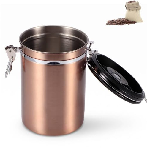 HERCHR Edelstahl-Kaffeekanister, Vakuum Kaffeedose Teedose Vorratsdose, 50,7 Unzen Luftdichte Vorratsbehälter Für Lebensmittel Küchenkanister Für Teemehl Zucker Kaffeebohnen(rote Bronze)