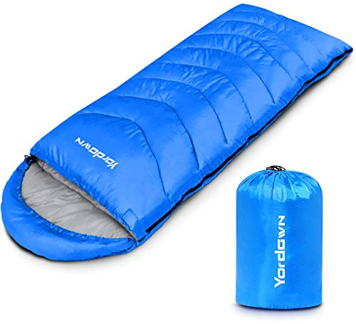Yordawn Schlafsack Outdoor Camping für Erwachsene Kinder, Schlafsäcke Sommer Winter 3-4 Jahreszeiten, Deckenschlafsack Ultraleicht Sleeping Bag Kleines Packmaß Reiseschlafsack Wasserdichter