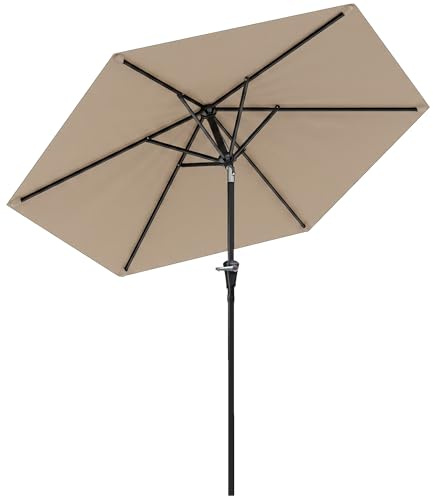 Outsunny Parasol de jardin Parasol droit hexagonal inclinable Ø 2,3 x 2,16H m métal polyester haute densité beige