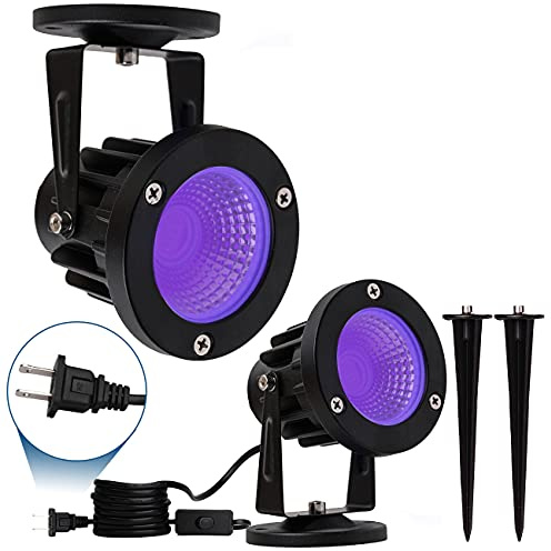 ELEGLO 12W Led Black Lights,Outdoor Blacklight for Landscape Lighting,120V Black Spotlight for Dance Party, Art, Poster, Glow in Dark Party for Halloween,Christmas Party Stage Lighting(2Pack)