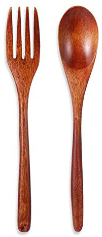 Eljjhah Couverts en bois Set Spoon Fork Cutter Réutilisable Bois Bambou à couverts de bambou avec sac Portable Vaisselle Vaisselle Vaisselle Lunch Fournitures (Color : 01-17.5cm)
