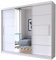 Fabryka Mebli Idźczak Kleiderschrank mit Spiegel, Schiebetüren - Weißer Schwebetürenschrank, Schlafzimmerschrank - ‎61 x 233 x 218 cm - Schrank für Schlafzimmer, Ankleidezimmer, Garderobe