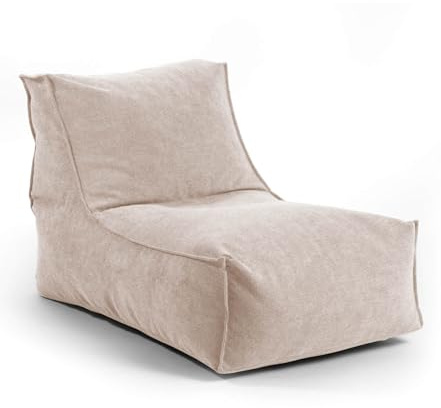 mokebo® Sitzsack für Kinder & Erwachsene 'Der Gelassene', Bean Bag mit EPS-Perlen Füllung, Relaxliege für drinnen, Sitzkissen, Bodenkissen federleicht, Bodensessel, Liege aus Stoff in beige