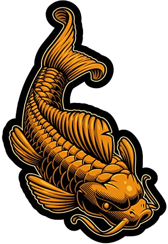 Samunshi Japanischer Koi Karpfen Aufkleber Autoaufkleber für Motorrad Fahrrad Roller oder Auto Sticker Japan Koi Karpfen Gold Fisch (7x10cm Japanischer Koi Karpfen)