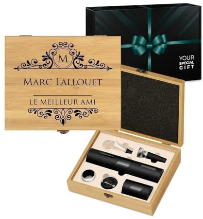 Maverton Coffret du Sommelier Imprimé, Set sommelier Personnalisé | Avec Accessoires pour Homme, pour Connaisseur, Cadeau Homme, Cadeau Personnalisé, Cadeau Anniversaire Homme, ORNAMENTAL