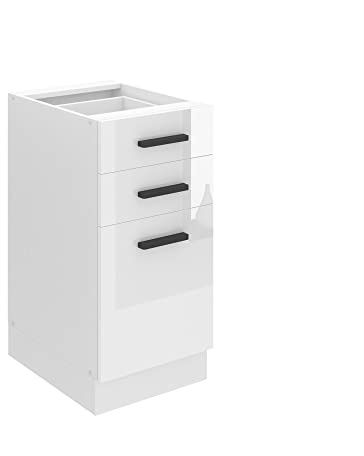 Belini Unterschrank SDSZ 40 cm, ohne Arbeitsplatte, Weiß Hochglanz | Küche, Küchenunterschrank Breite, Küchenschränke, Küchenschrank mit Schubladen