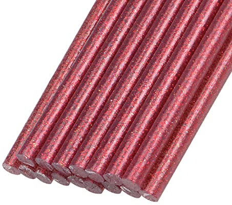 Rebower Heißklebestifte Mini Kleber Heißklebepistolen Stifte [für Kunst Handwerk Basteln Karte Herstellung] - 0.27 x 4/Glitzer Rot/16Stk