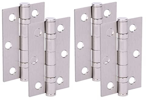 HANDLEZONE® Door Hinges 2 Pairs 76mm / 3 inch Ball Bearing, with Screws - Satin Nickel