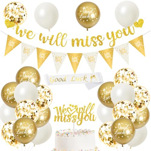 Leaving Party Decorations We Will Miss You Banner Retirement Graduation | Going Away Farewell Decorations (Gold)
