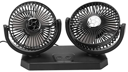 Ventilateur électrique Portable à Double Tête 12V, avec 3 Vitesses, Vent Fort pour Voiture, Ventilateur de Refroidissement à Chargement USB