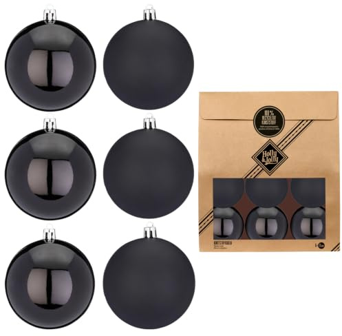 Kunststoff Weihnachtskugeln | Set mit 13 Kugeln 6cm | Christbaumschmuck Weihnachtsschmuck bruchfest (schwarz)