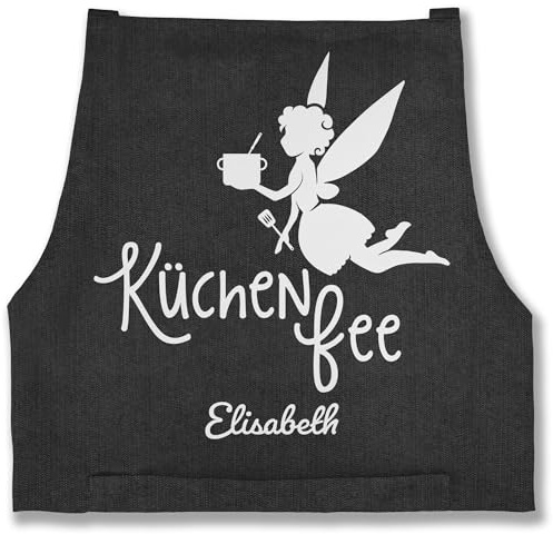 Geschenk mit Namen personalisiert by Shirtracer - Schürze - Damen Frauen - Küchenfee mit Name I Kochschürze Küchenfee