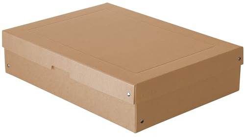 FALKEN 5x PureBox Nature aus Recycling-Karton 100 mm hoch DIN A3 | Aufbewahrungsbox mit Deckel aus stabilem Karton Vegan Geschenkbox Transportbox Schachtel Allzweckbox
