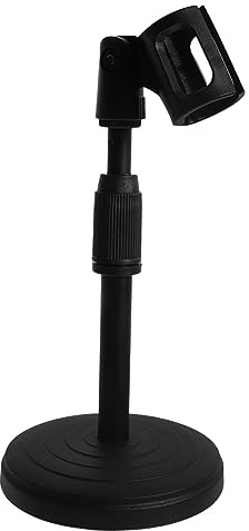 Verstellbarer Tischmikrofonständer Modell 02 mit Mikrofonklemme | Höhenbereich 260–360mm, Schwarze Kunststoffausführung, Geeignet für Live Chat und Konferenz
