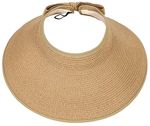 soul young Chapeau Femme Soleil Visière de Paille Bord Large Pliable UPF 50(Kaki,Taille Unique)