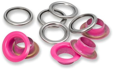 Prym 542549 Ösen mit Scheiben, 11 mm, pink/silberfarbig