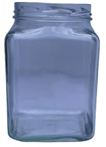 Bocaux carrés en verre de haute qualité – 1 L – Transparent – Bocaux hermétiques en verre pour confiture, yaourt, cornichons, miel
