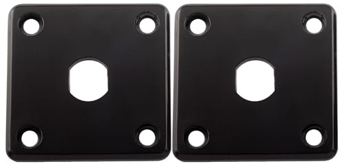Musiclily Pro Plastic Input Jack Plate Square Output Socket Jackplate for Epiphone LP Style Electric Guitar, Black (Set of 2)