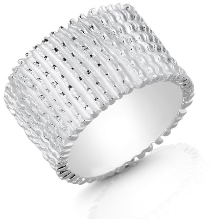 Cassini Damen Bandring massiv aus 925 Sterling Silber – Ringgröße 52-64, Breiter, auffälliger Silberring – Hochwertiger Schmuck für Frauen – Nickelfrei & antiallergisch, Statement Ring