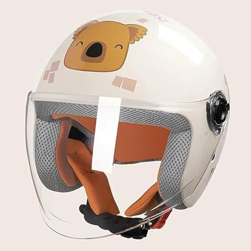 QJWMatic Kinder Motorradhelm, Jungen Und Mädchen Rollerhelm, Mofa Helm, Jethelm Mit Sonnenblende Für 5 Jahre - 12 Jahre Kid A,46-55CM