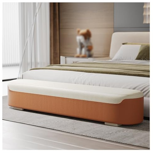 Sitzbank für Schlafzimmer Ende der Bettbank, moderne gepolsterte Eingangsbank, Nachttischbank aus Leder, Aufbewahrungsbank, osmanische Fußstützenbank for das Schlafzimmerende Bettbank(Orange,120*40*45