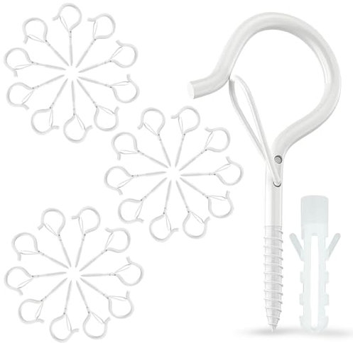 carve ideas 30 Stück Schraubhaken, Mit Sicherungsschraube, Deckenhaken Für Pflanzenkörbe, Vogelhäuser, Windspiele Und Lichter, Wandhaken Für Innen Und Außen Weiß