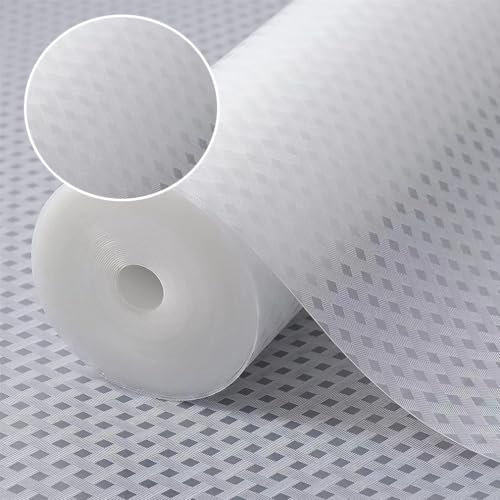 Shelf Liners for Kitchen Cabinets Refrigerator Liners,Origuuds Shelf Liners,Non-Adhesive Drawer Liner, Waterproof&Oil-Proof Kitchen Cupboard Liner,EVA Material Fridge Liner Mats,White 11.8 x 59 Inches