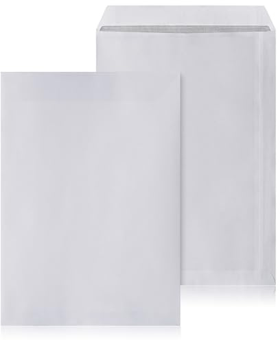 LOGIC PACK 100 Briefumschläge C4 Weiß, haftklebend, ohne Fenster, 90g/m² | Diskreter Versand, blickdichter Innendruck, Starker Verschluss, stark haftklebend, ideal für Dokumente, Rechnungen, Briefe