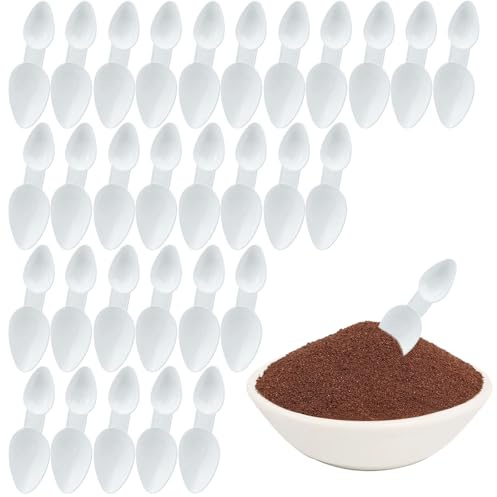30 cucharas de doble cara, cucharas medidoras de plástico de doble cara, cucharas medicinales reutilizables, cucharas de café en polvo, para ingredientes, cocina, hornear, cocinar