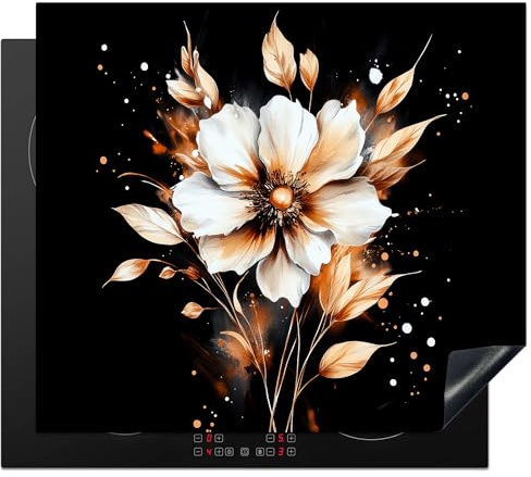 KitchenYeah© Protection Plaque Induction Protege Deco Cuisine Cache Protège | 60x52 cm - De Cuisson Accessoires Fleur - Peinture - D'or - Graffiti - Modern