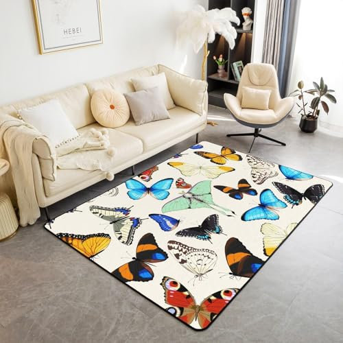 Tierischer Schmetterling Teppich Kinderteppich Wohnzimmerteppich Schlafzimmerteppich 3D-Gedruckter Superweicher Flanellteppich 80 X 160 cm - Leicht Zu Reinigendes, Weiches Polyester -42653527335439