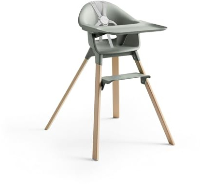 Stokke Clikk High Chair, Glacier Green - All-in-One High Chair with Tray + Harness - Light, Durable & Travel Friendly - Ergonomic with Adjustable Features - Best for 6-36 Months or Up to 15 kg