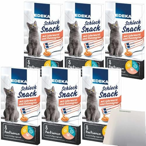 usy Bundle für EDEKA Schleck Snack Leberwurst und Katzengras 6er Pack (6x8x15g Packung) + usy Block