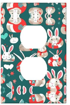 Tapas de salida impresas conejos conejos, 1 placa de pared de tamaño estándar, placas frontales de doble salida de policarbonato