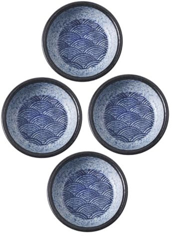 GRIRIW 4pièces Lot De Coupelles Assaisonnement Céramique Japonaise Pour Sauce Soja Sushi Et Condiments Résistantes Chaleur Et Acide Décor Table Et Restaurant