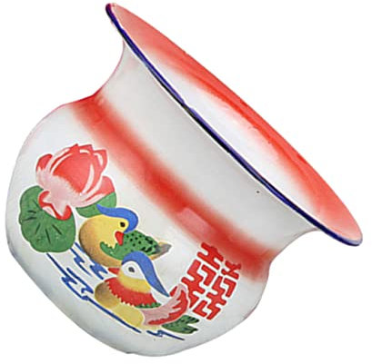 Toyvian 1Pièce Spittoon Vintage Émail pour Adultes Urinoir Portable avec Motif Élégant pour Chambre Maison pour Personnes Âgées Enceintes