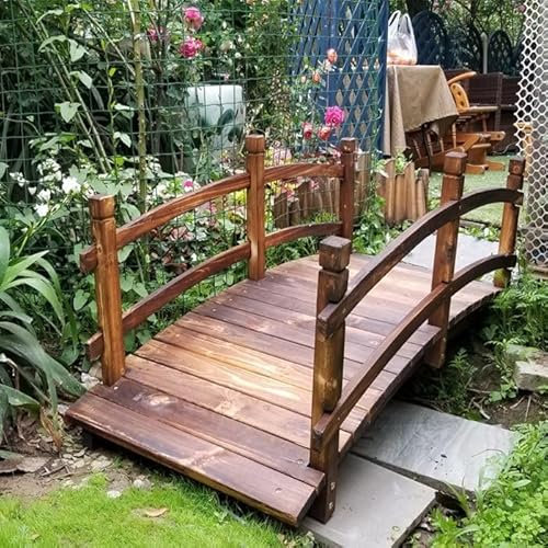 pont de jardin Grand Pont D'étang Pour Jardin, Ponts En Arc De Jardin En Bois - Ornements De Jardin Japonais Pour Extérieur, Pont D'extérieur Pour Jardin D'enfants, 180 Cm De Long X 68 Cm De Large