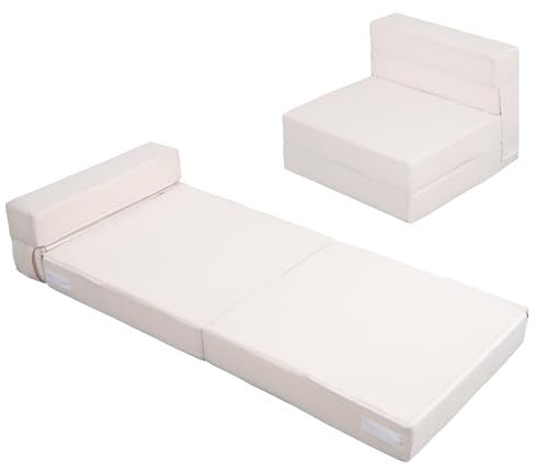 Meulbaty 15CM Extra Dicke Cord Spielsofa Kindersofa,Dreifach Klappbare Matratze,Futon,Leseecke Kinderzimmer,Klappbare Bodenbetten für Kinder（Khaki）