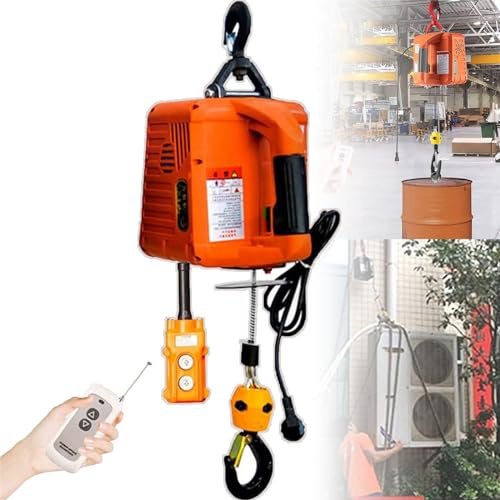 LISTaRSw Verricello Elettrico con Controllo 3 in 1, Paranco Elettrico Portatile da 100/200/300/500 kg, per Automobili, Movimentazione di Carichi, Sollevamento di Officine di Produzione Orange-300kg