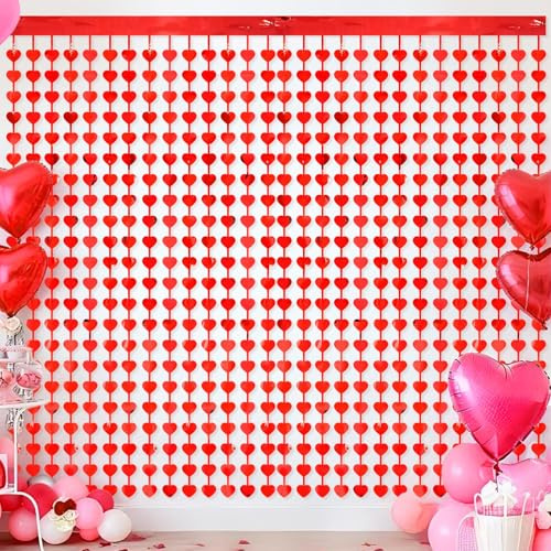 3 Stück Lametta-Vorhänge In Herzform,Party Herz Pailletten Folie Fransen Türvorhang,Fransen Vorhang Hintergrund,Herz-Folienvorhänge,Für Valentinstag Hochzeit Jubiläum Graduierung Party Dekoration