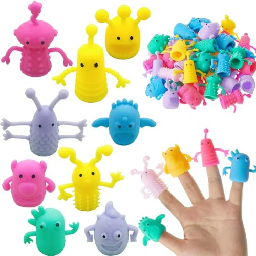 20pcs Marionetas de Dedo, Títere de Dedo, Monstruos Goma, Marionetas de Adecuado para Halloween, Fiesta de Cosplay, Fiesta de Pascua, Color Aleatorio